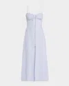 Loveshackfancy Linella Linen Sweetheart Fit And Flare Maxi Dress In Blue