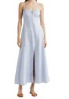 Loveshackfancy Linella Lace-trimmed Button-front Dress In Blue