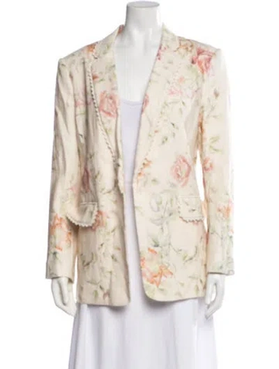 Pre-owned Loveshackfancy Linen Floral Print Blazer W/ Tags In Neutral