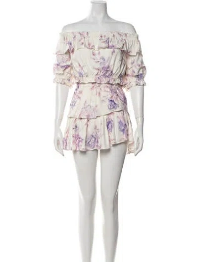 Pre-owned Loveshackfancy Linen Floral Print Skirt Set In Neutrals