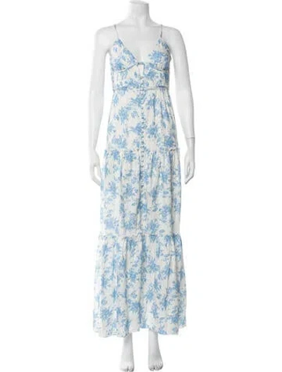 Pre-owned Loveshackfancy Linen Long Dress In Blue
