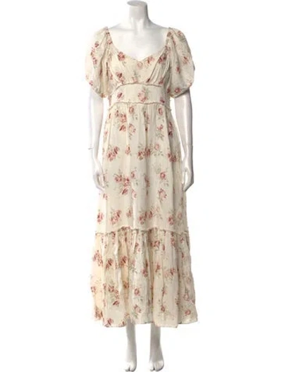 Pre-owned Loveshackfancy Linen Long Dress In Neutral