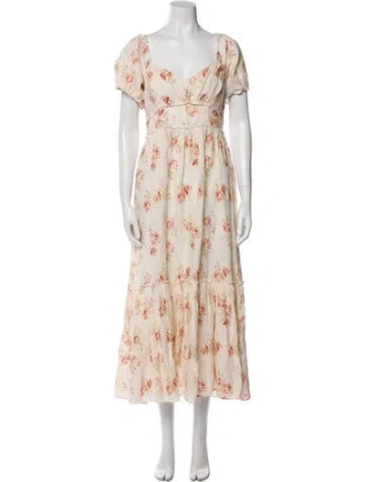 Pre-owned Loveshackfancy Linen Long Dress In Neutral