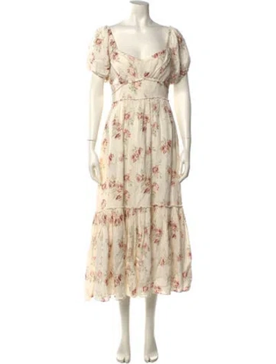 Pre-owned Loveshackfancy Linen Long Dress In Neutral