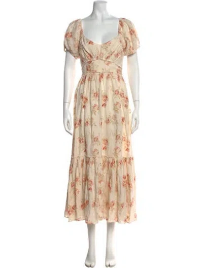 Pre-owned Loveshackfancy Linen Long Dress In Neutral