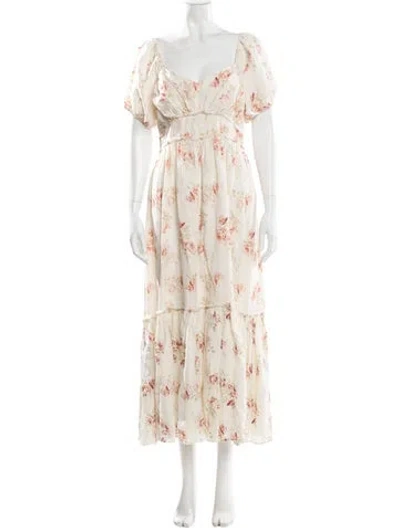 Pre-owned Loveshackfancy Linen Long Dress In Neutral