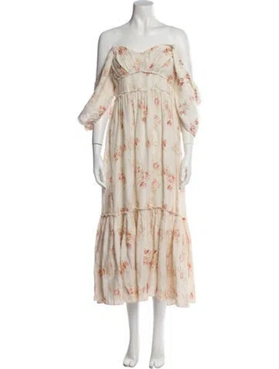 Pre-owned Loveshackfancy Linen Long Dress In Neutral