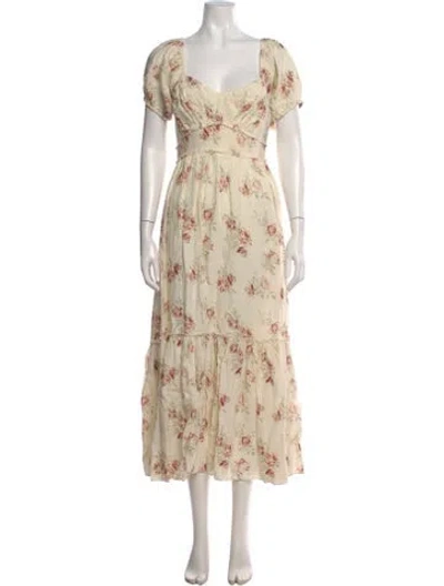 Pre-owned Loveshackfancy Linen Long Dress In Neutral