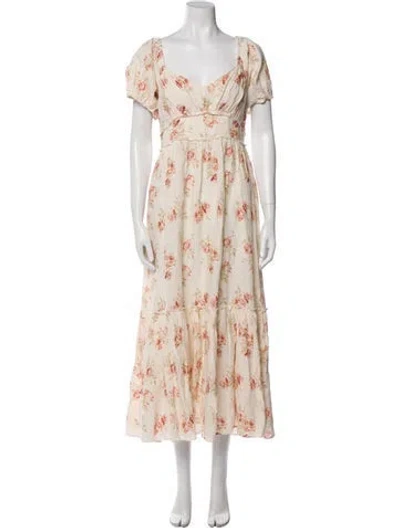 Pre-owned Loveshackfancy Linen Long Dress In Neutral