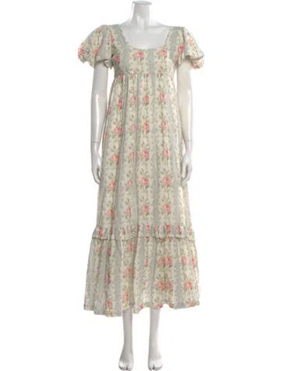 Pre-owned Loveshackfancy Linen Long Dress In Neutral