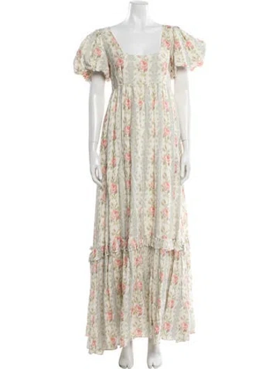 Pre-owned Loveshackfancy Linen Long Dress In Neutral