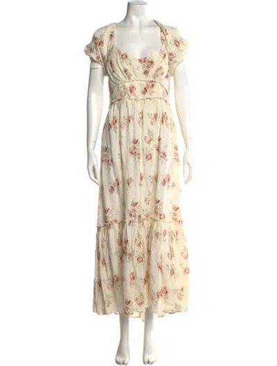 Pre-owned Loveshackfancy Linen Long Dress In Neutral