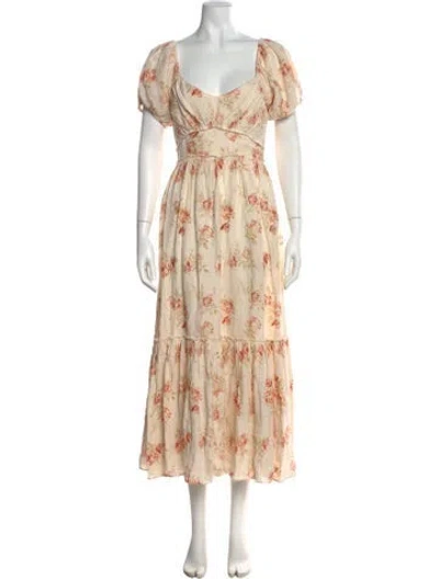 Pre-owned Loveshackfancy Linen Long Dress In Neutrals