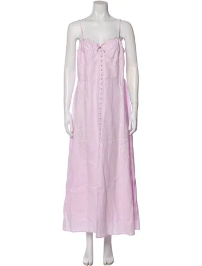 Pre-owned Loveshackfancy Linen Long Dress In Pink