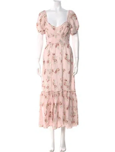 Pre-owned Loveshackfancy Linen Long Dress In Pink