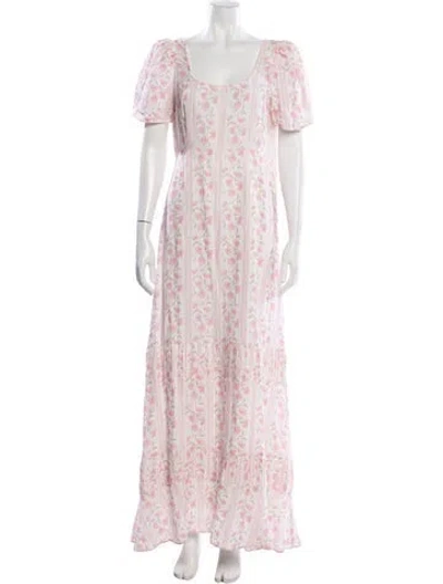 Pre-owned Loveshackfancy Linen Long Dress In Pink