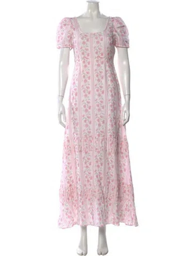 Pre-owned Loveshackfancy Linen Long Dress In Pink