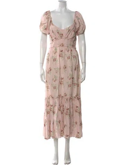 Pre-owned Loveshackfancy Linen Long Dress In Pink