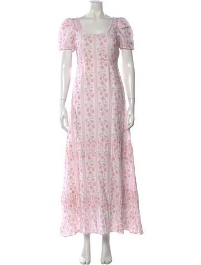 Pre-owned Loveshackfancy Linen Long Dress In Pink
