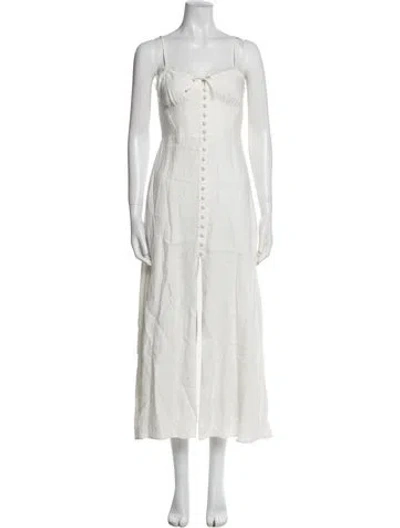 Pre-owned Loveshackfancy Linen Long Dress W/ Tags In White