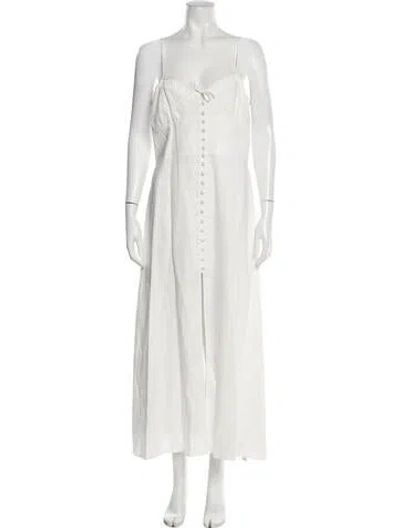 Pre-owned Loveshackfancy Linen Long Dress In White