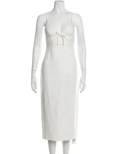 Pre-owned Loveshackfancy Linen Midi Length Dress In Blue