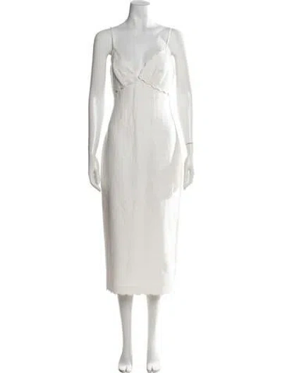 Pre-owned Loveshackfancy Linen Midi Length Dress In Neutrals/white