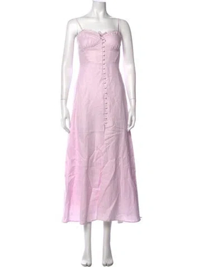 Pre-owned Loveshackfancy Linen Midi Length Dress In Pink
