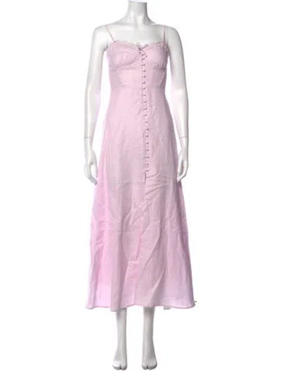 Pre-owned Loveshackfancy Linen Midi Length Dress In Pink