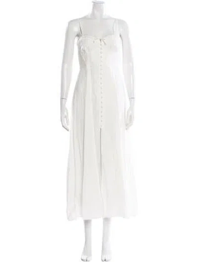 Pre-owned Loveshackfancy Linen Midi Length Dress W/ Tags In White
