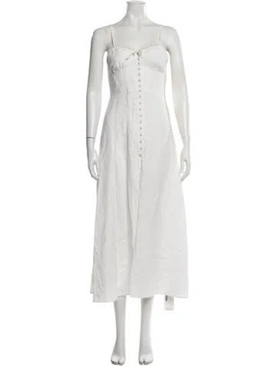 Pre-owned Loveshackfancy Linen Midi Length Dress In White