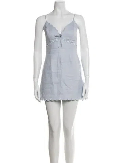Pre-owned Loveshackfancy Linen Mini Dress In Blue