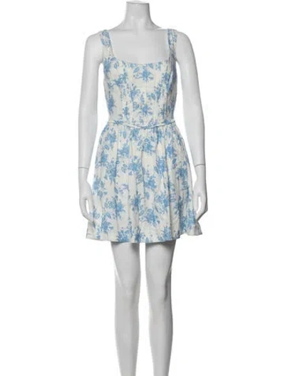 Pre-owned Loveshackfancy Linen Mini Dress In Blue/white