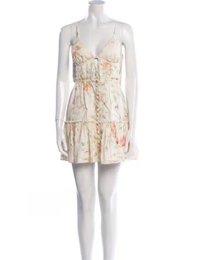 Pre-owned Loveshackfancy Linen Mini Dress In Neutral