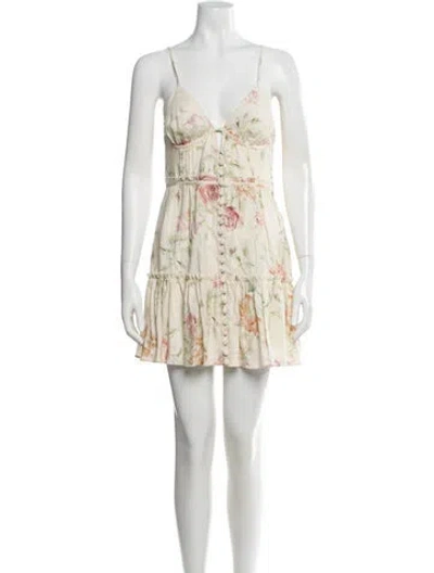 Pre-owned Loveshackfancy Linen Mini Dress In Neutral