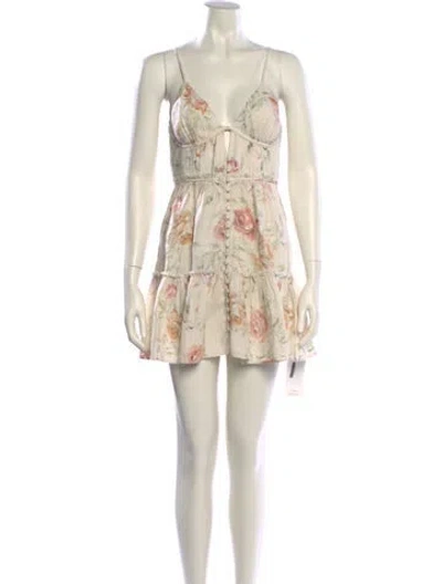 Pre-owned Loveshackfancy Linen Mini Dress In Neutral