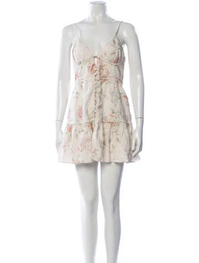 Pre-owned Loveshackfancy Linen Mini Dress In Neutral