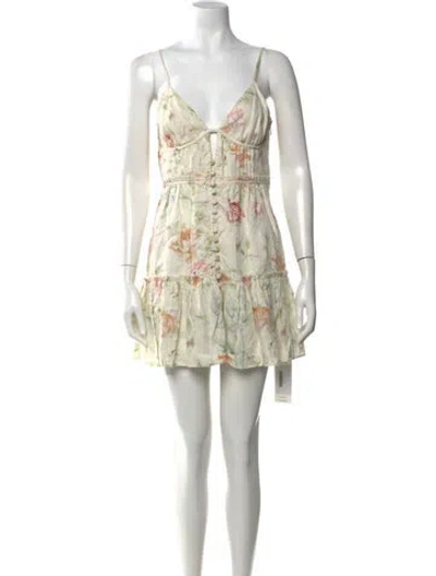 Pre-owned Loveshackfancy Linen Mini Dress In Neutral