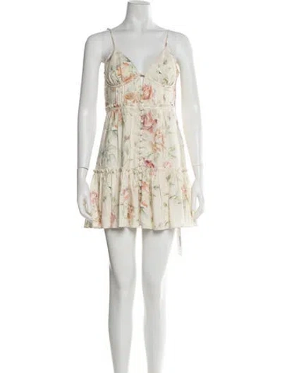 Pre-owned Loveshackfancy Linen Mini Dress In Neutral
