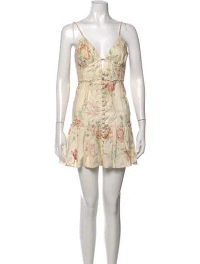 Pre-owned Loveshackfancy Linen Mini Dress In Neutrals