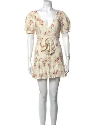 Pre-owned Loveshackfancy Linen Mini Dress In Neutrals