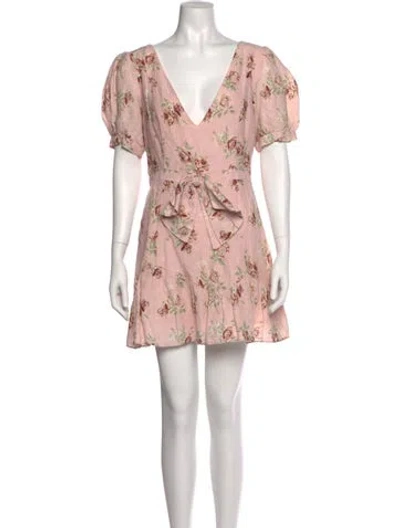 Pre-owned Loveshackfancy Linen Mini Dress In Pink