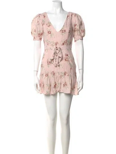 Pre-owned Loveshackfancy Linen Mini Dress In Pink