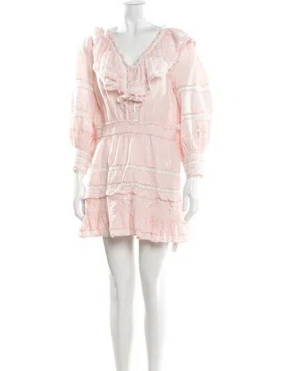 Pre-owned Loveshackfancy Linen Mini Dress In Pink