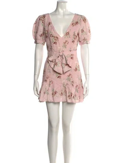 Pre-owned Loveshackfancy Linen Mini Dress In Pink