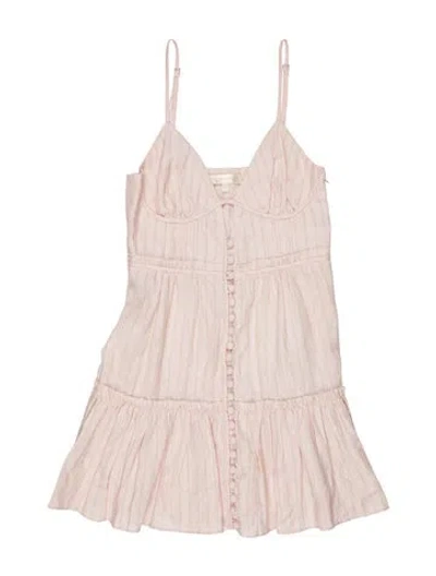 Pre-owned Loveshackfancy Linen Mini Dress In Pink