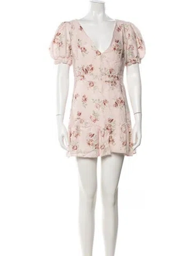 Pre-owned Loveshackfancy Linen Mini Dress In Pink
