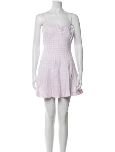 Pre-owned Loveshackfancy Linen Mini Dress In Pink/white