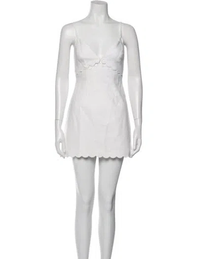 Pre-owned Loveshackfancy Linen Mini Dress In White