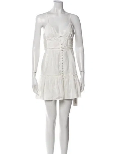 Pre-owned Loveshackfancy Linen Mini Dress In White